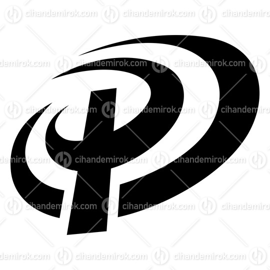 Black Oval Shaped Letter P Icon