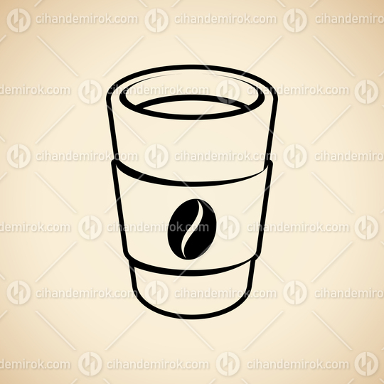 Black Paper Coffee or Tea Cup Icon isolated on a Beige Background