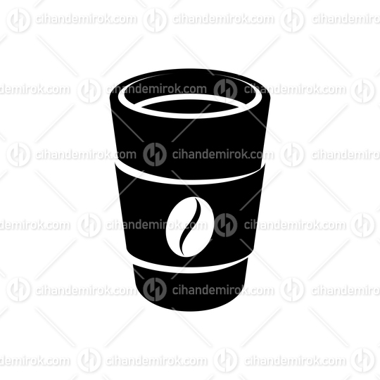 Black Paper Coffee or Tea Cup Icon isolated on a White Background