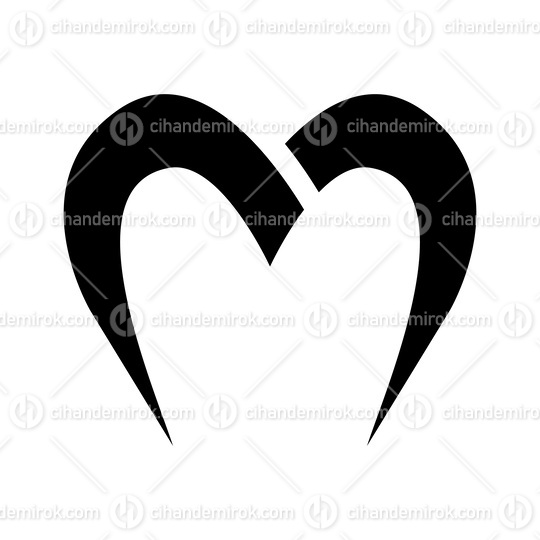 Black Parachute Shaped Letter M Icon