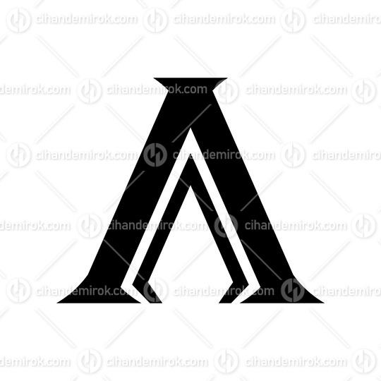 Black Pillar Shaped Letter A Icon