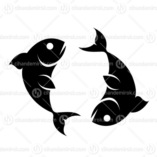 Black Pisces Zodiac Sign with Fish Icon
