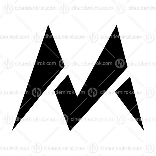 Black Pointy Tipped Letter M Icon