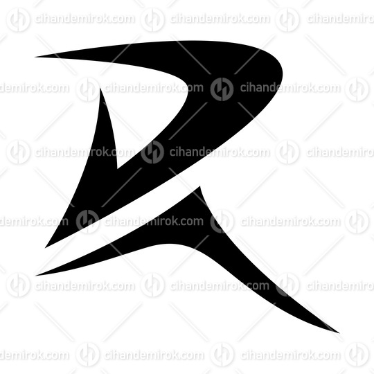 Black Pointy Tipped Letter R Icon