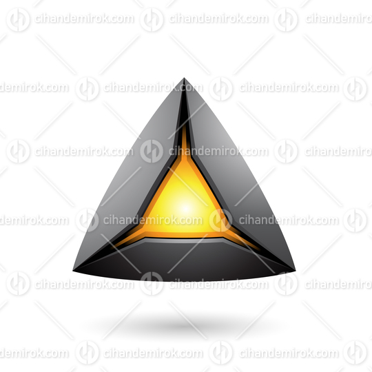 Black Pyramid with a Glowing Core Vector Illustration