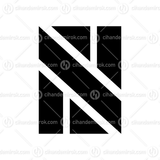 Black Rectangle Shaped Letter N Icon
