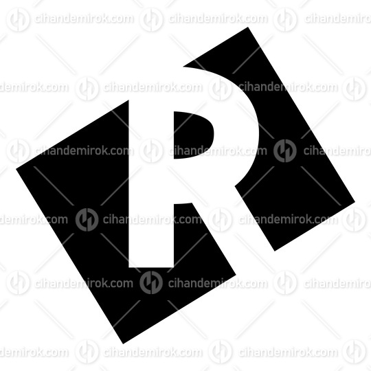 Black Rectangle Shaped Letter R Icon