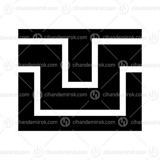 Black Rectangle Shaped Letter U Icon