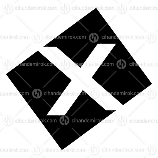 Black Rectangle Shaped Letter X Icon