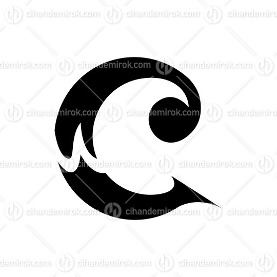 Black Round Curly Letter C Icon