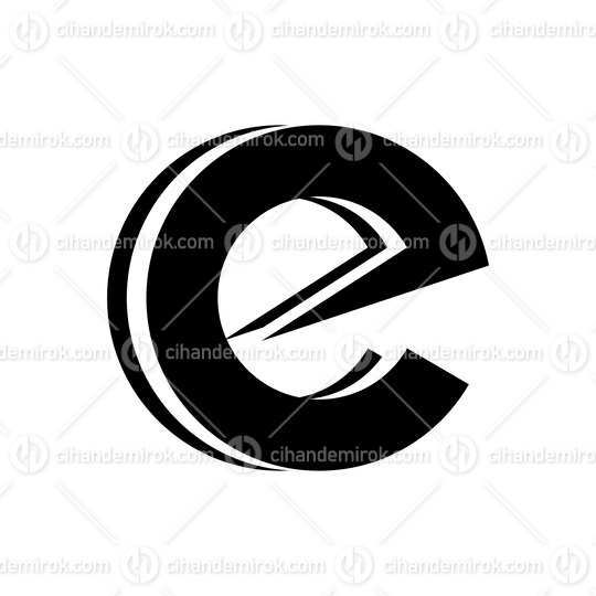 Black Round Layered Lowercase Letter E Icon