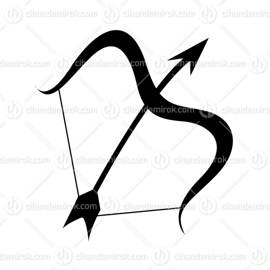 Black Sagittarius Zodiac Sign with Bow and Arrow Icon