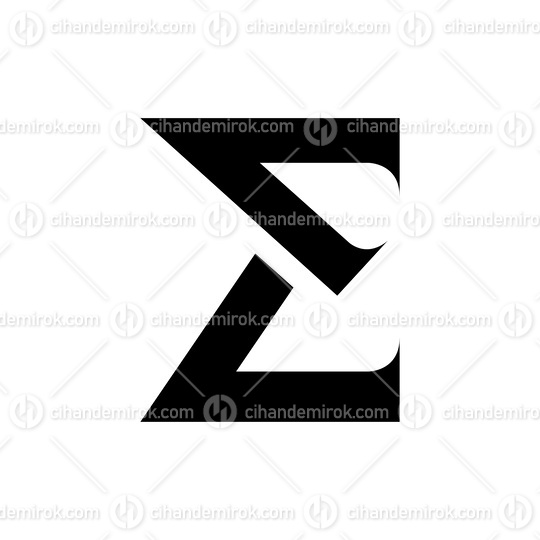 Black Sharp Elegant Letter E Icon