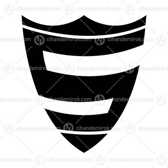 Black Shield Shaped Letter S Icon