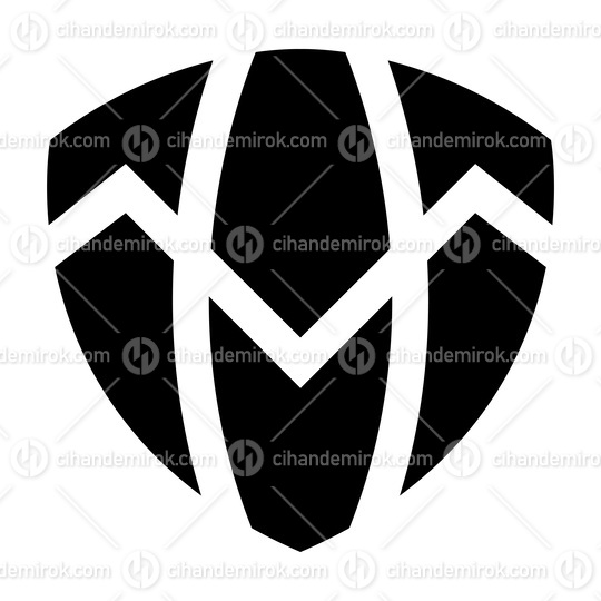 Black Shield Shaped Letter T Icon