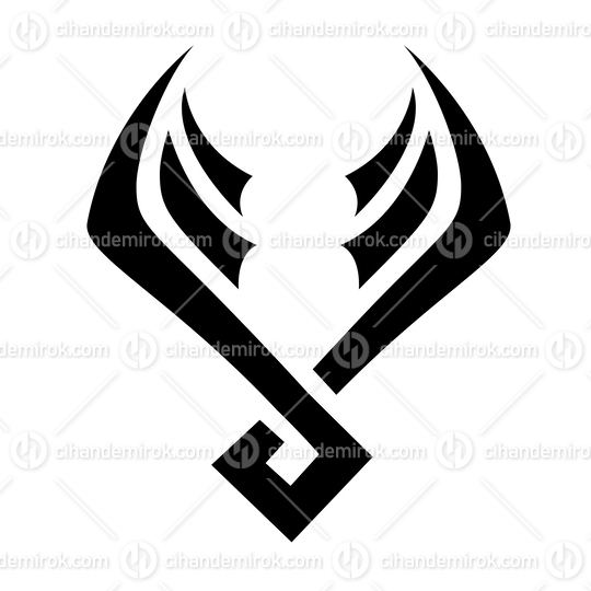 Black Simplistic Down Facing Bat Icon