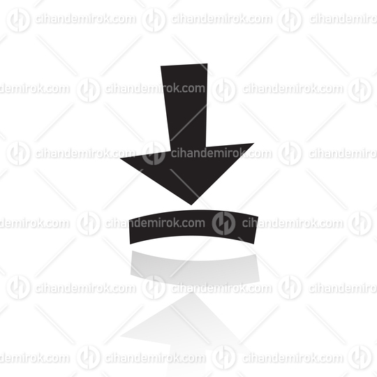 Black Simplistic Download Symbol with Reflection