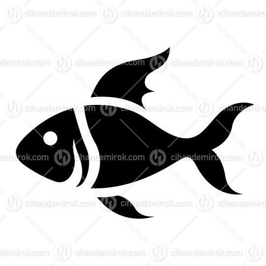 Black Simplistic Fish Icon with Curvy Tail