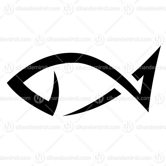 Black Simplistic Fish Icon with Spiky Lines