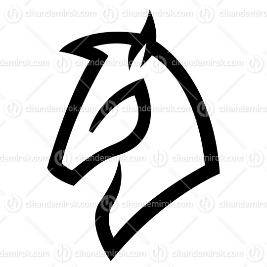 Black Simplistic Horse Icon with Spiky Lines