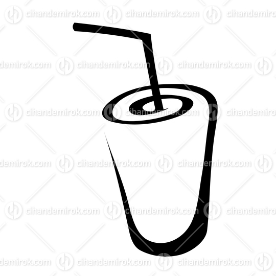 Black Simplistic Line Art Milkshake Drink Icon
