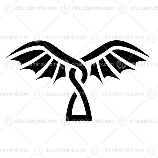 Black Simplistic Open Dragon Wings Icon