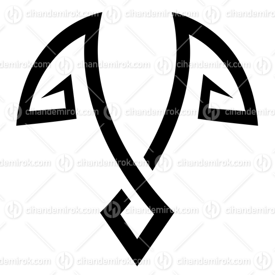 Black Simplistic Pendant Shaped Spiky Lines Icon