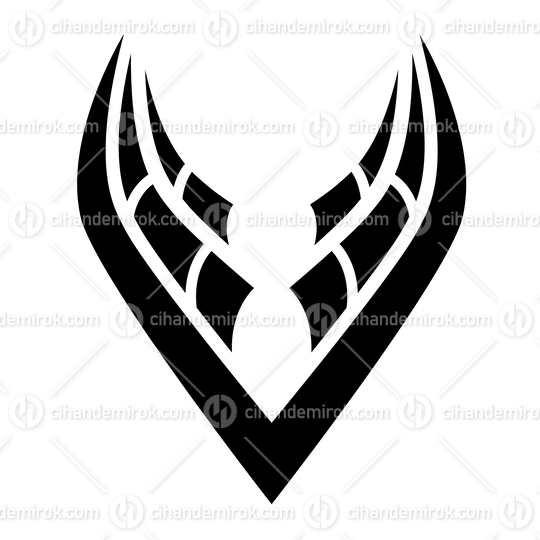 Black Simplistic Striped Wings Icon