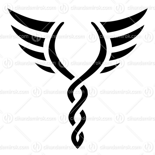 Black Simplistic Torch Shaped Wings Icon