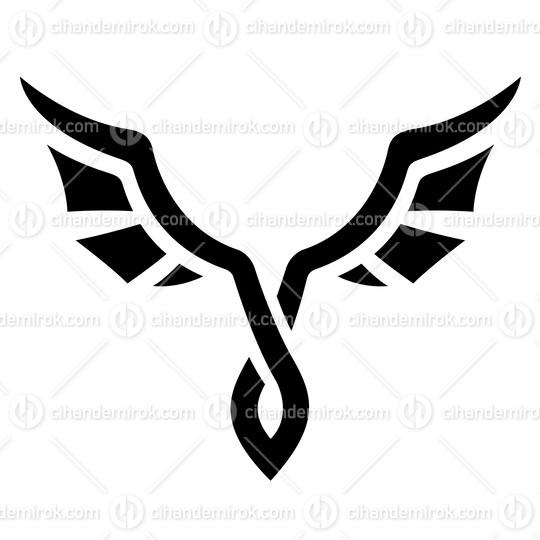 Black Simplistic Up Facing Dragon Wings Icon