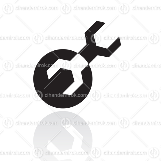 Black Simplistic Wrench Symbol and Reflection