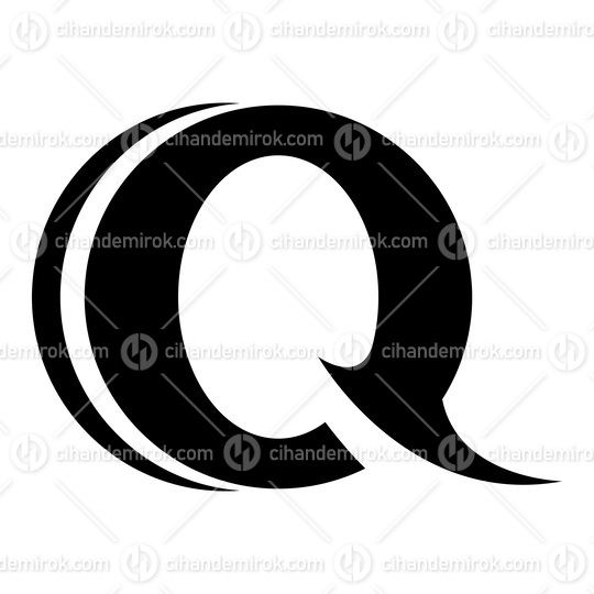 Black Spiky Round Shaped Letter Q Icon
