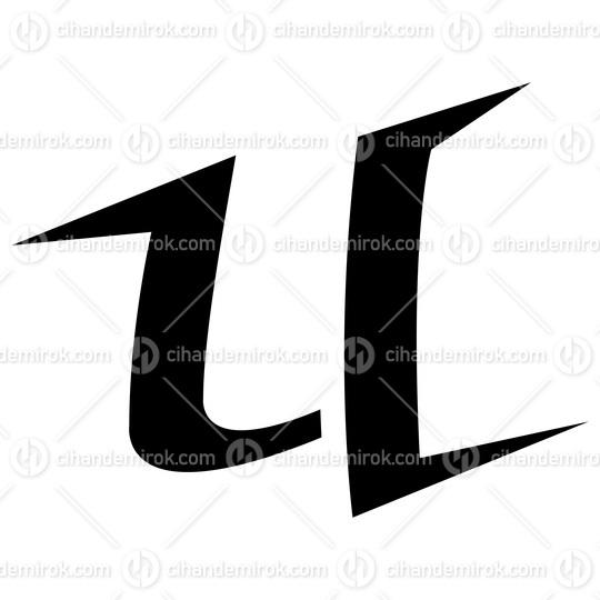 Black Spiky Shaped Letter U Icon