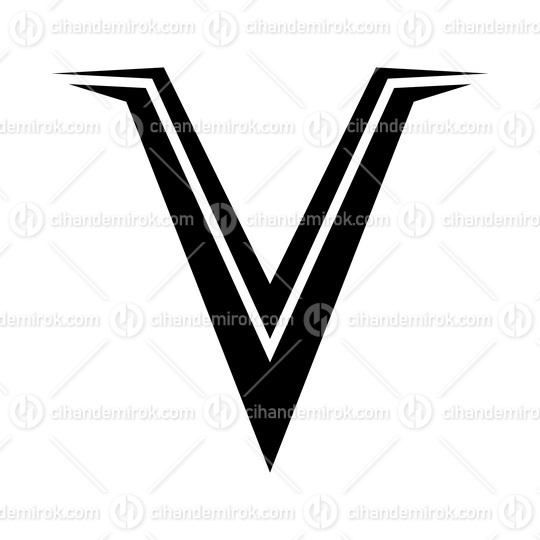 Black Spiky Shaped Letter V Icon