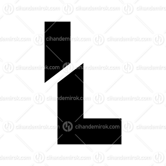 Black Split Shaped Letter L Icon