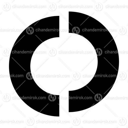 Black Split Shaped Letter O Icon
