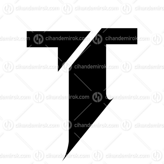 Black Split Shaped Letter T Icon