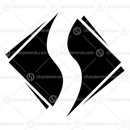 Black Square Diamond Shaped Letter S Icon
