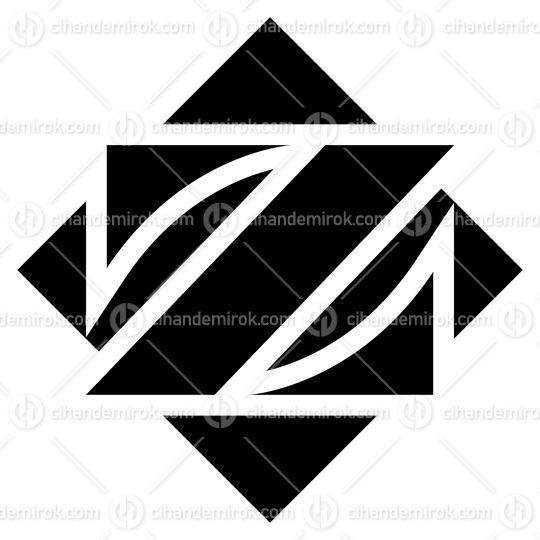 Black Square Diamond Shaped Letter Z Icon