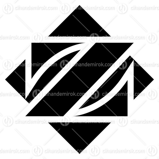 Black Square Diamond Shaped Letter Z Icon