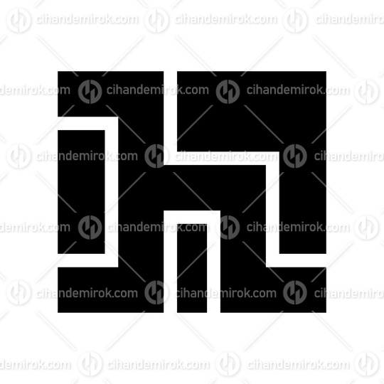 Black Square Shaped Letter H Icon