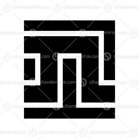 Black Square Shaped Letter N Icon