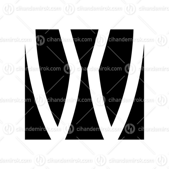 Black Square Shaped Letter W Icon