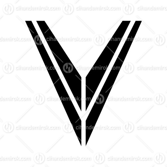 Black Striped Shaped Letter V Icon