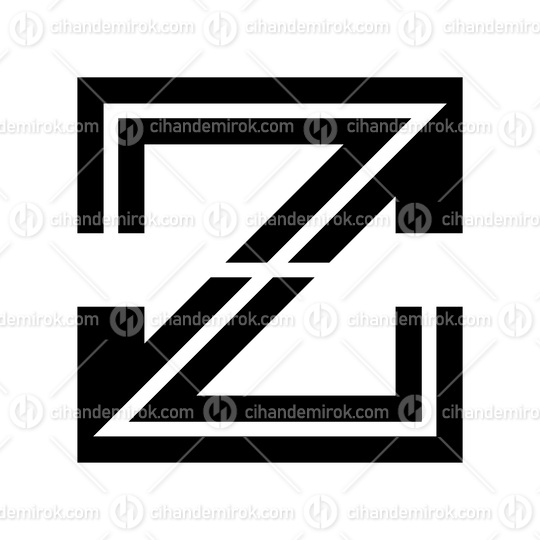 Black Striped Shaped Letter Z Icon