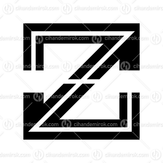 Black Striped Shaped Letter Z Icon