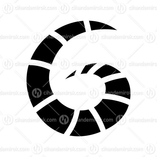 Black Swirly Letter G Icon with Stripes