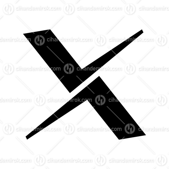 Black Tick Shaped Letter X Icon