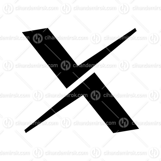 Black Tick Shaped Letter X Icon