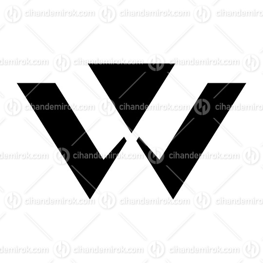 Black Triangle Shaped Letter W Icon